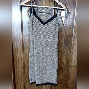 Lauren Ralph Lauren Striped Racerback Dress with Shelf Bra and Lace Trim XSMALL